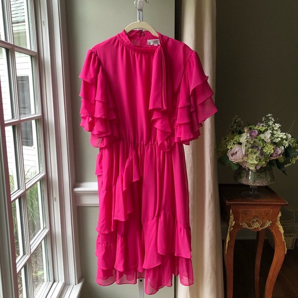 INSPR Pink Ruffle Dress - Picture 1 of 6